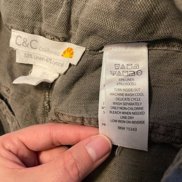 C&C California Linen Blend Pants Size 2 - Picture 6 of 6